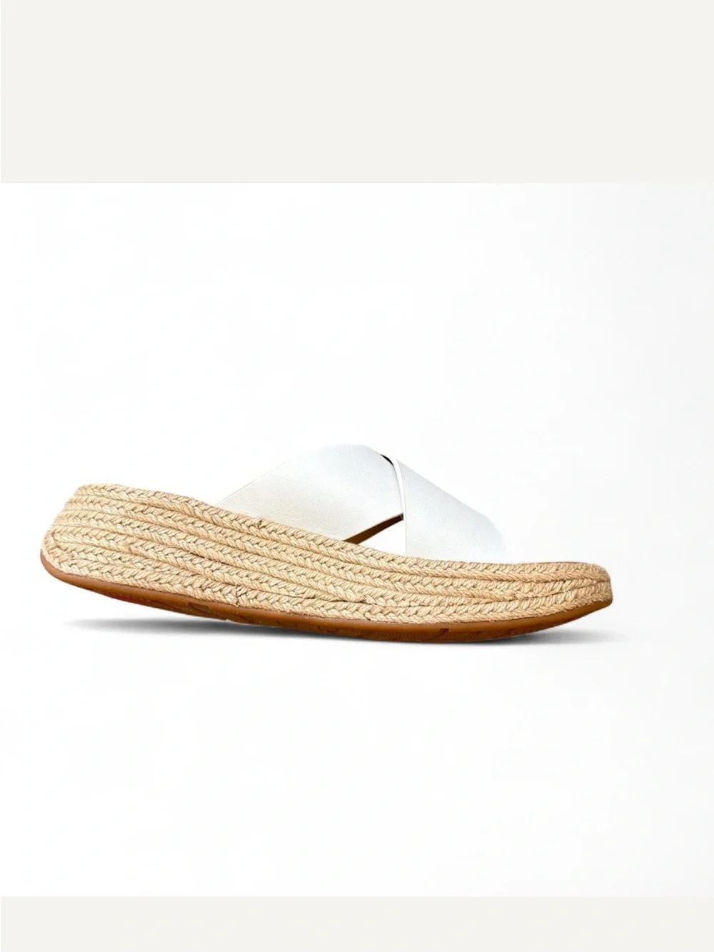 Fitflop White Cross-Strap Leather Slide Sandals